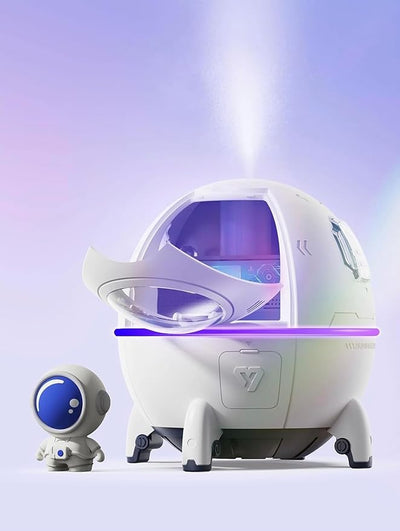 Space Capsule Air Humidifier 220ML with LED light, USB Ultrasonic Cool Mist Humidifier, Nursery Portable, Raindrop Car, Astronaut Antigravity, Cute Humidifier for Bedroom, Cool Mini Diffuser